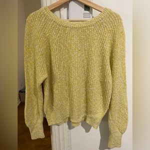 Free People neon yellow white sweater